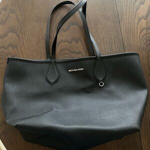 Michael Kors Black Leather Tote with Minimalist Design